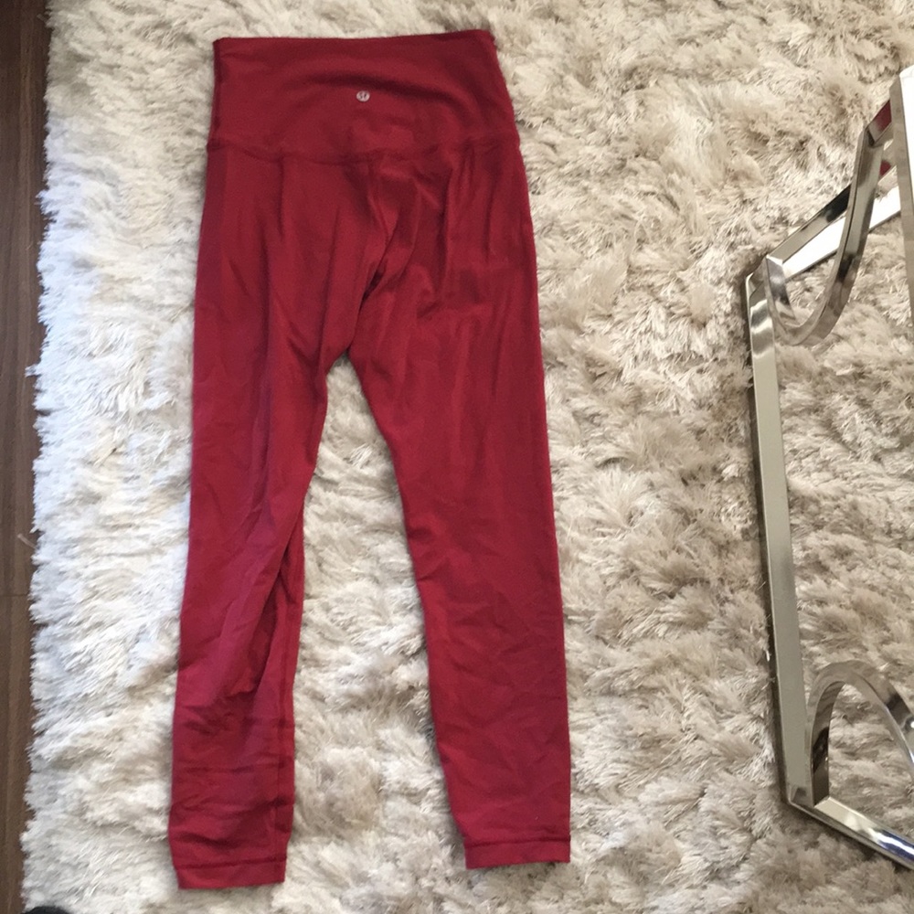 Red Lululemon align crops size 6. Never worn